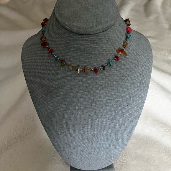 NWOT Multi Natural Stone Choker Necklace - Picture 3 of 4